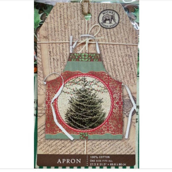 COPY - Michel Design Works Cotton Chef's Apron Christmas Trees "O Tannenbaum" - Picture 2 of 4